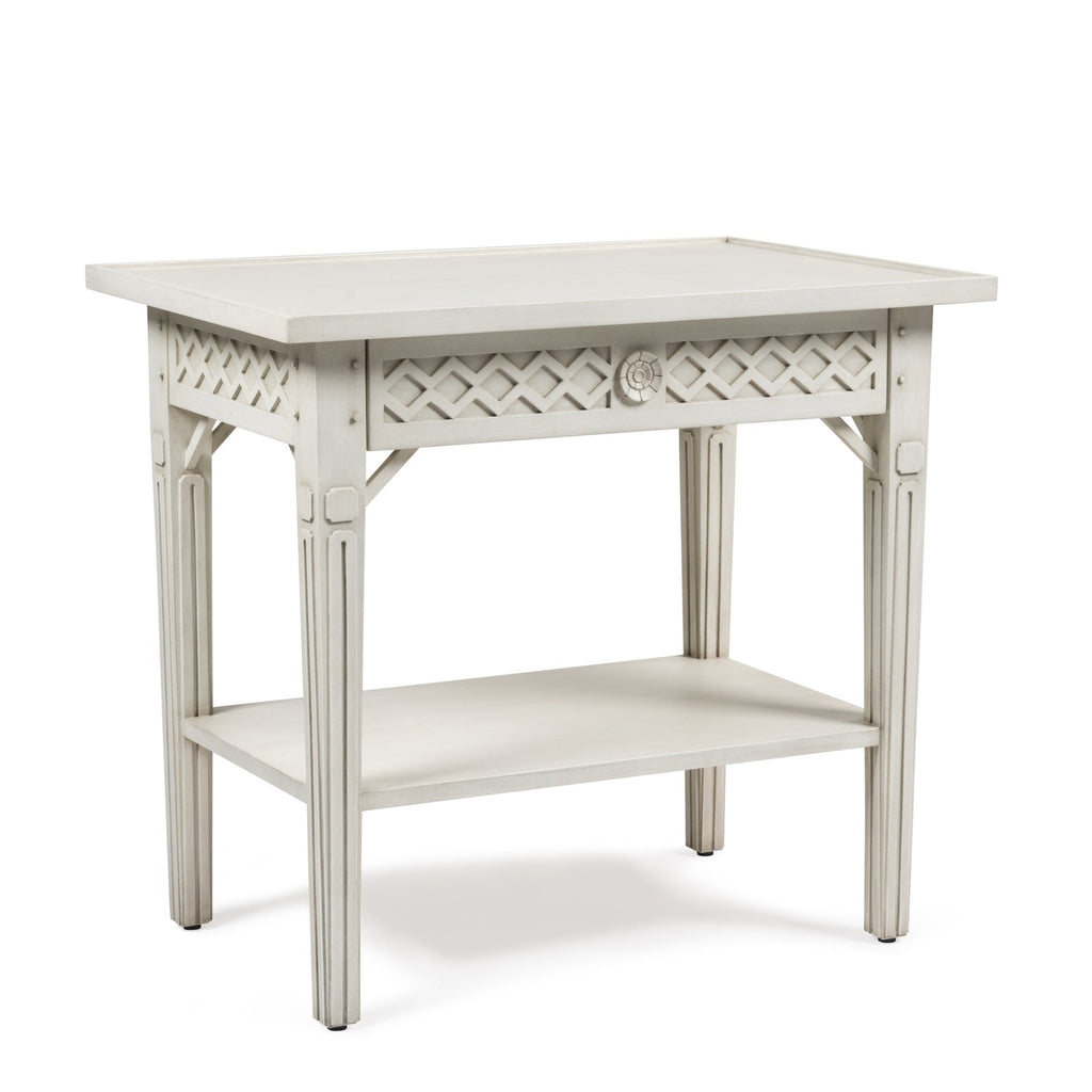 hand carved inge side table in swedish white finish by bunny williams home