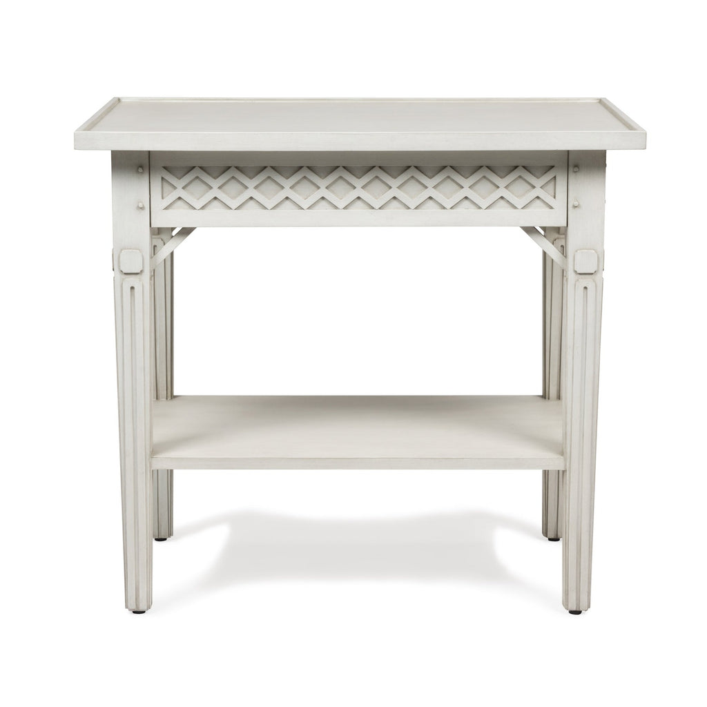 hand carved inge side table in swedish white finish by bunny williams home