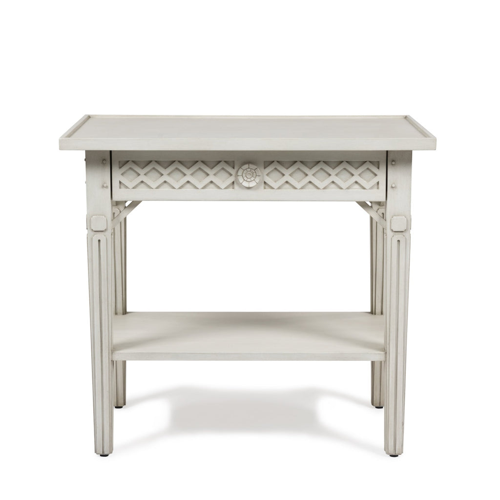 hand carved inge side table in swedish white finish by bunny williams home