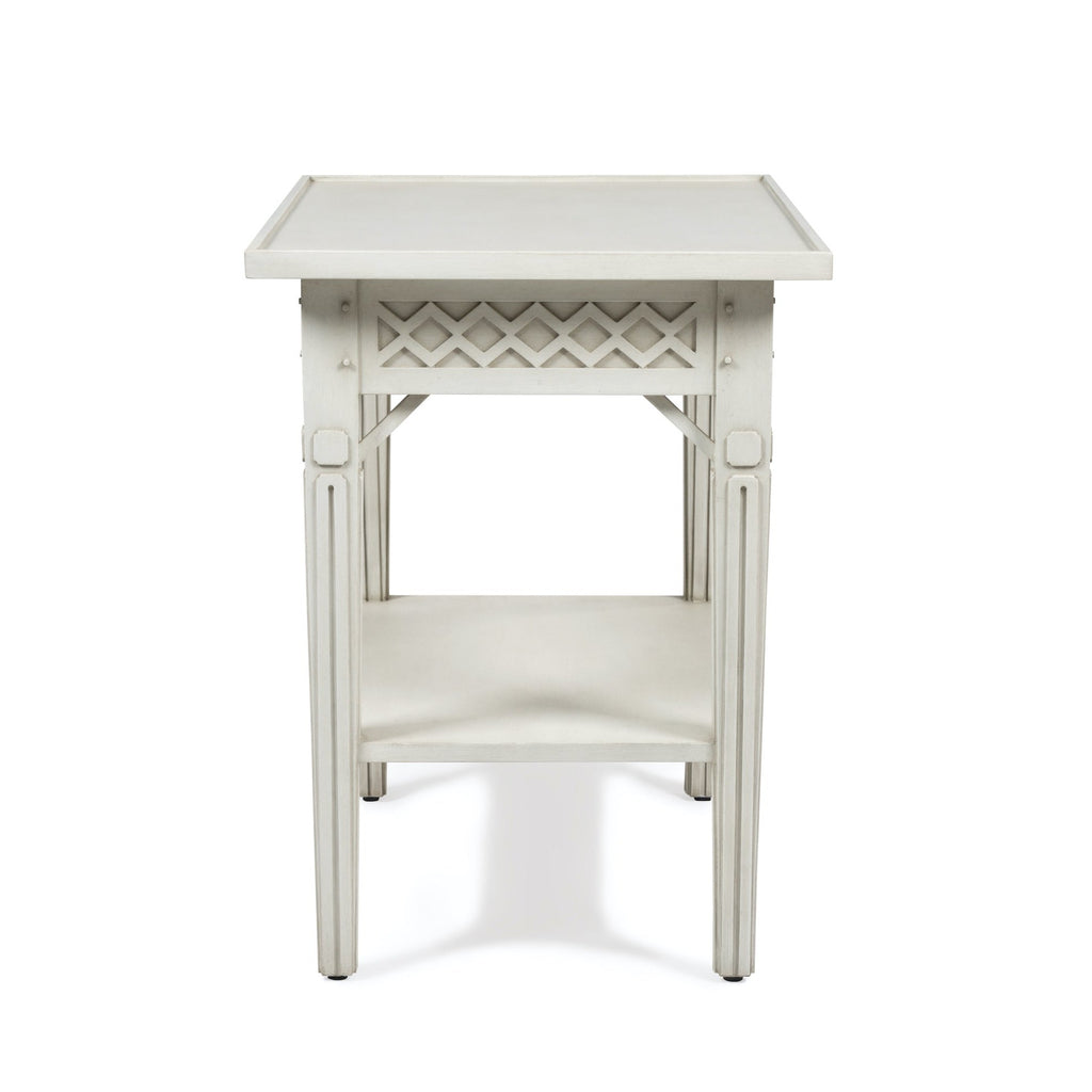hand carved inge side table in swedish white finish by bunny williams home