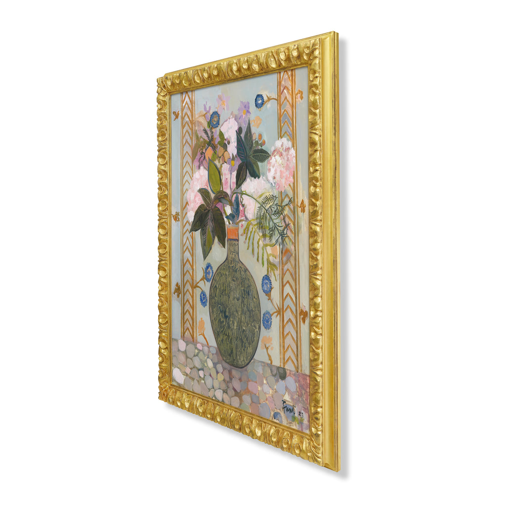 summer bouquet before an embroidery by john funt, 2023 (52" x 42")