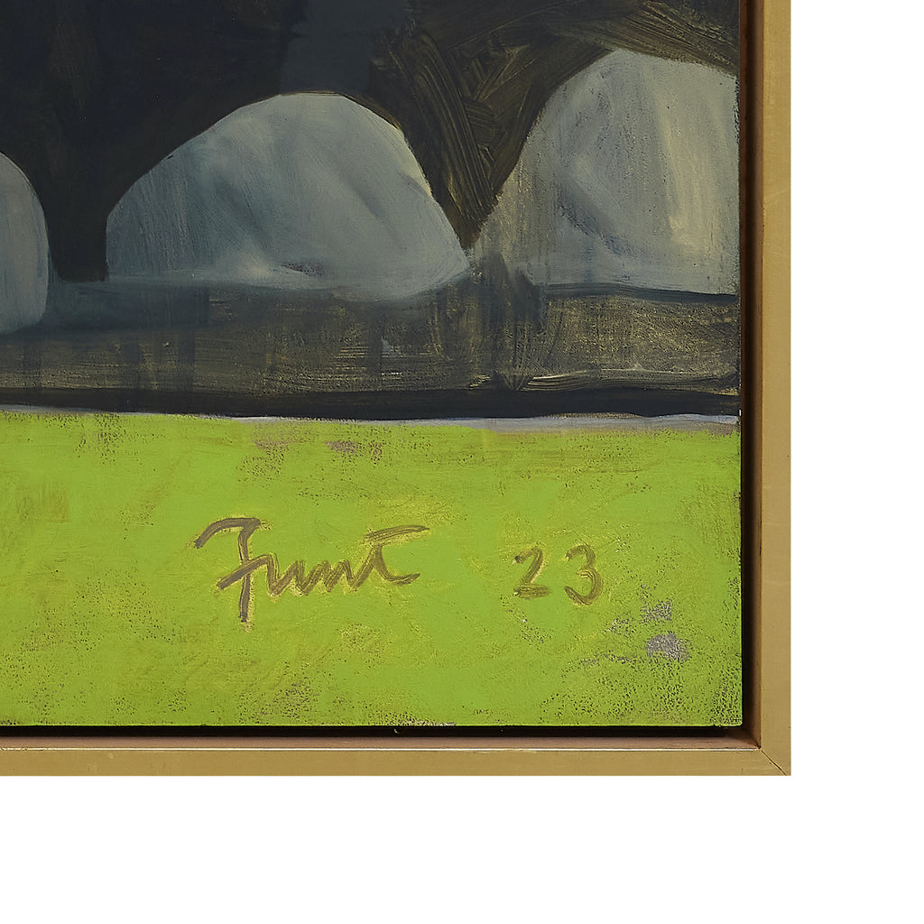 summer bouquet with lacquered screen by john funt, 2023 (56" x 61")