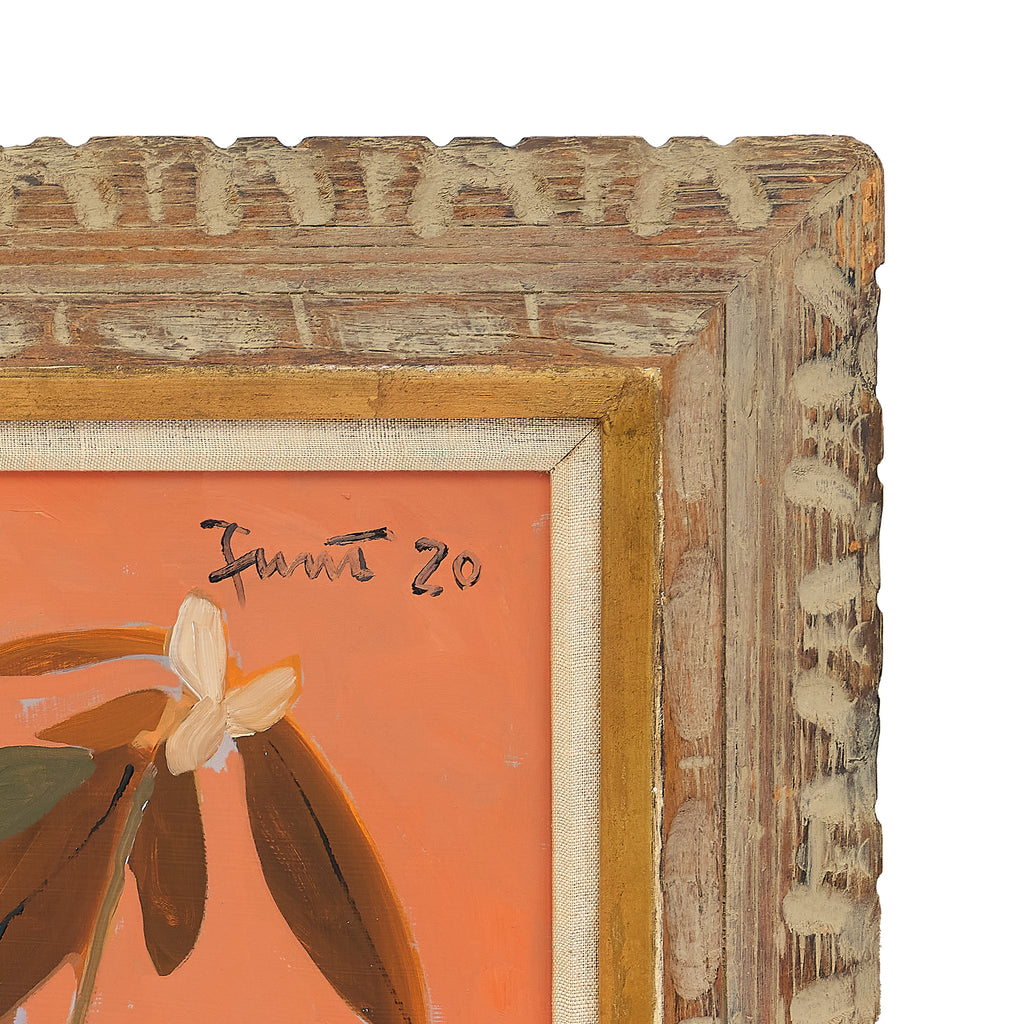rhododendron on orange by john funt, 2020 (39" x 33")
