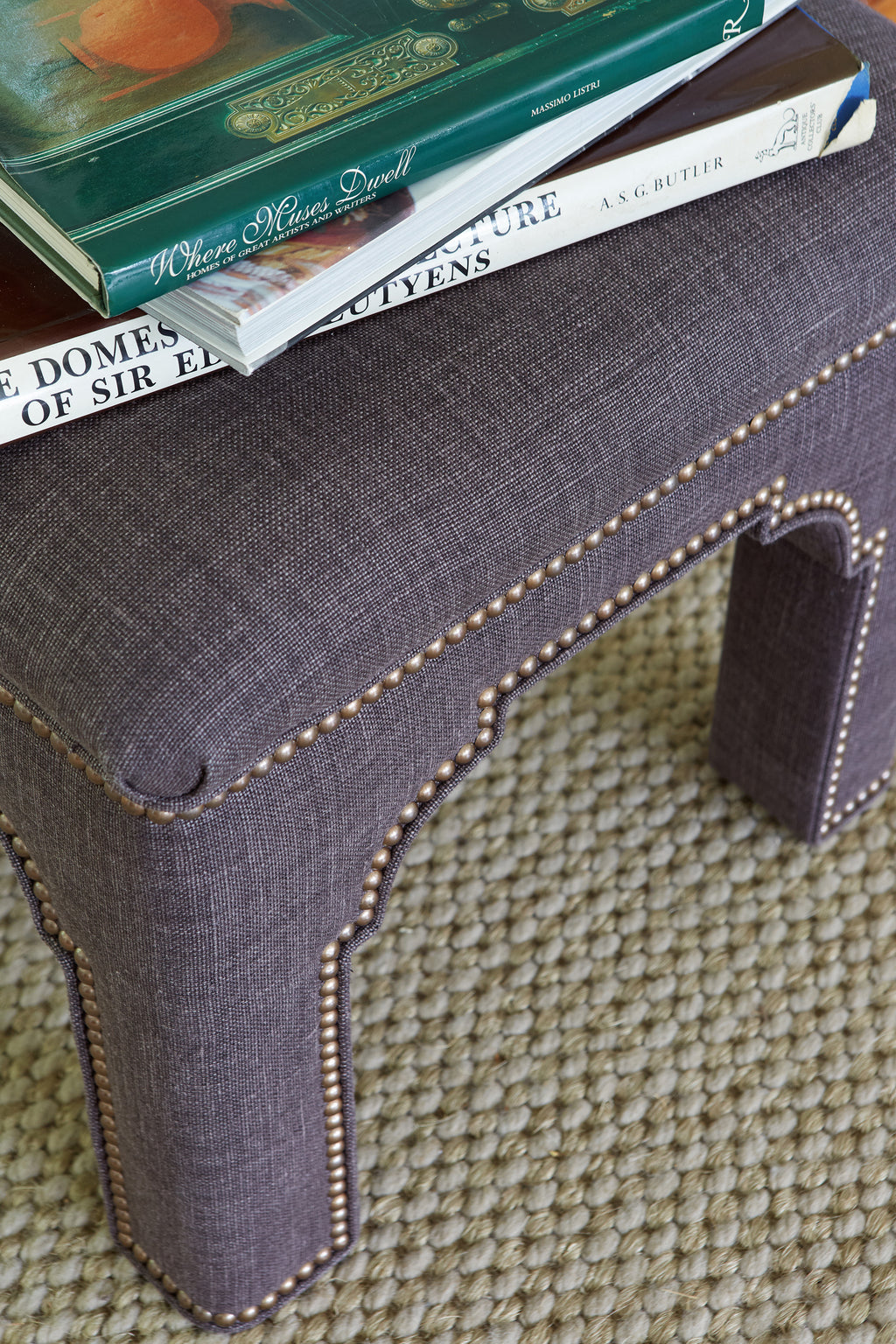 taj stool (brown washed linen - sample)