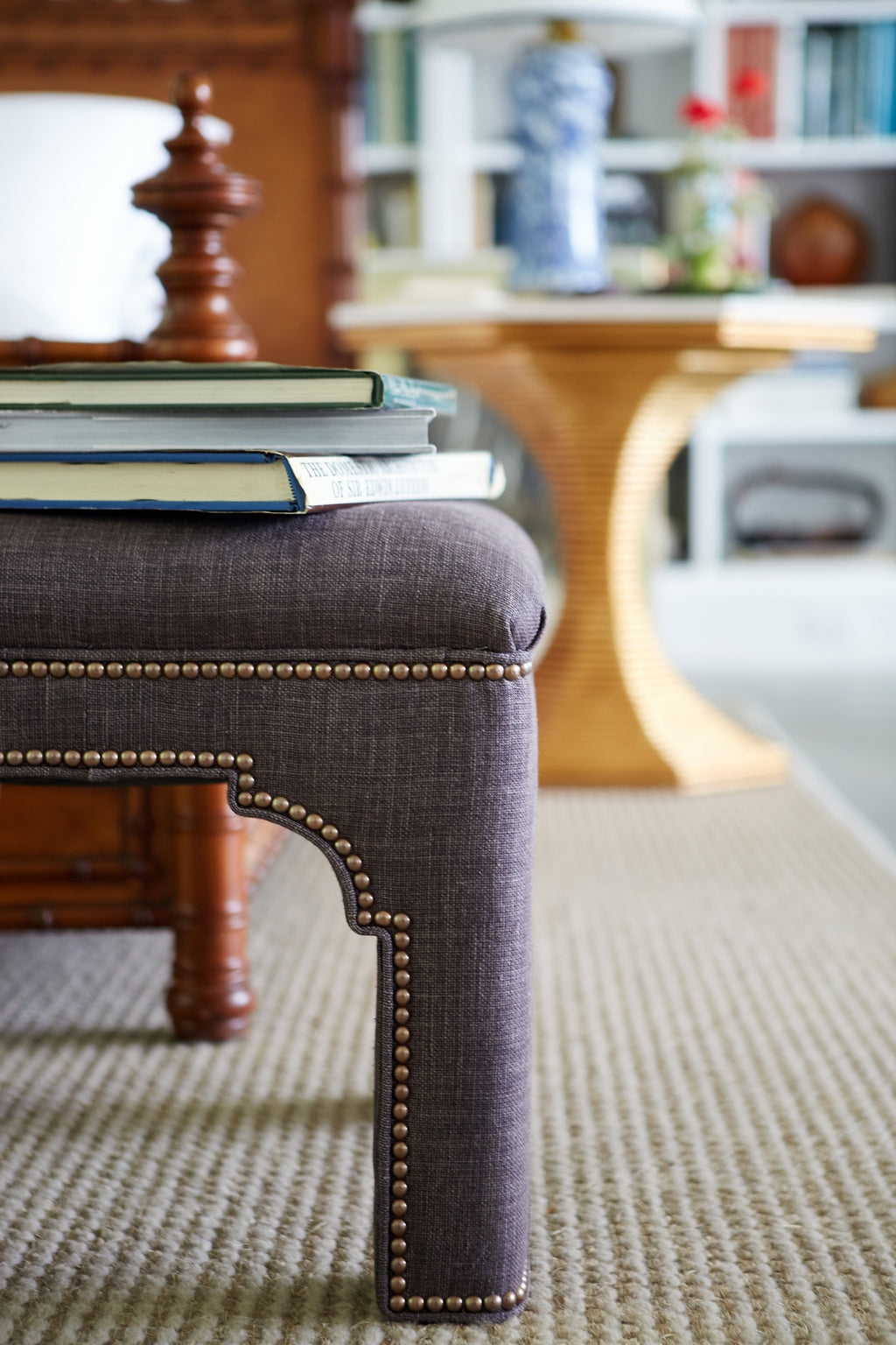 taj stool (brown washed linen - sample)