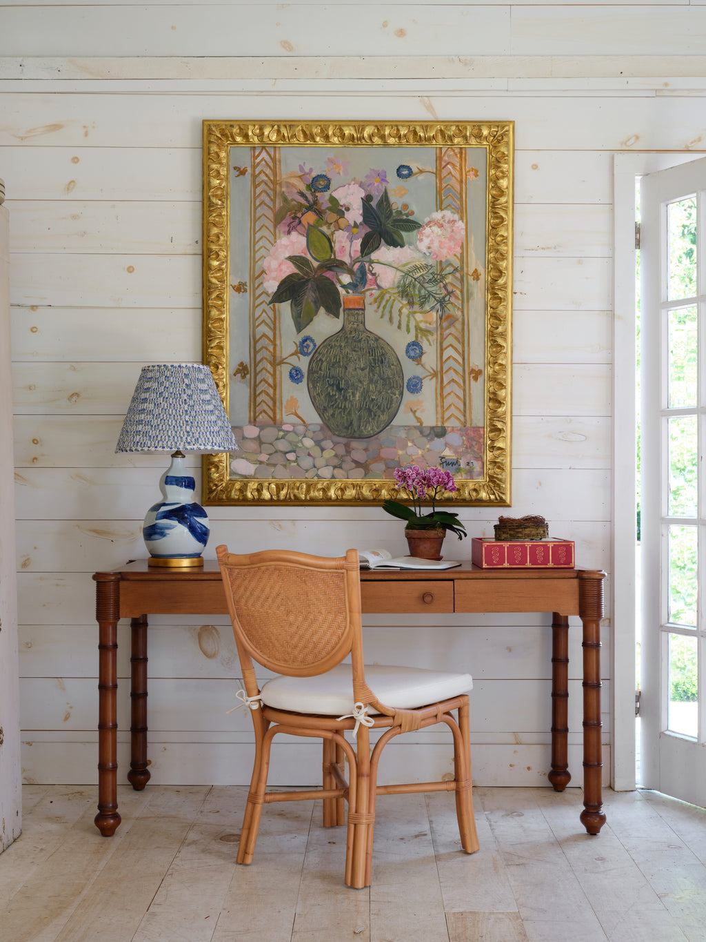 summer bouquet before an embroidery by john funt, 2023 (52" x 42")