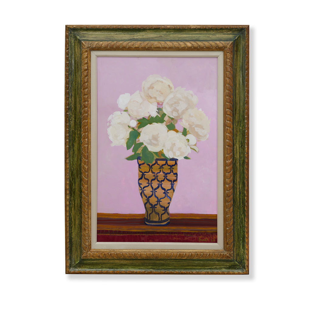 peonies on pink by john funt, 2024 (43" x 32")