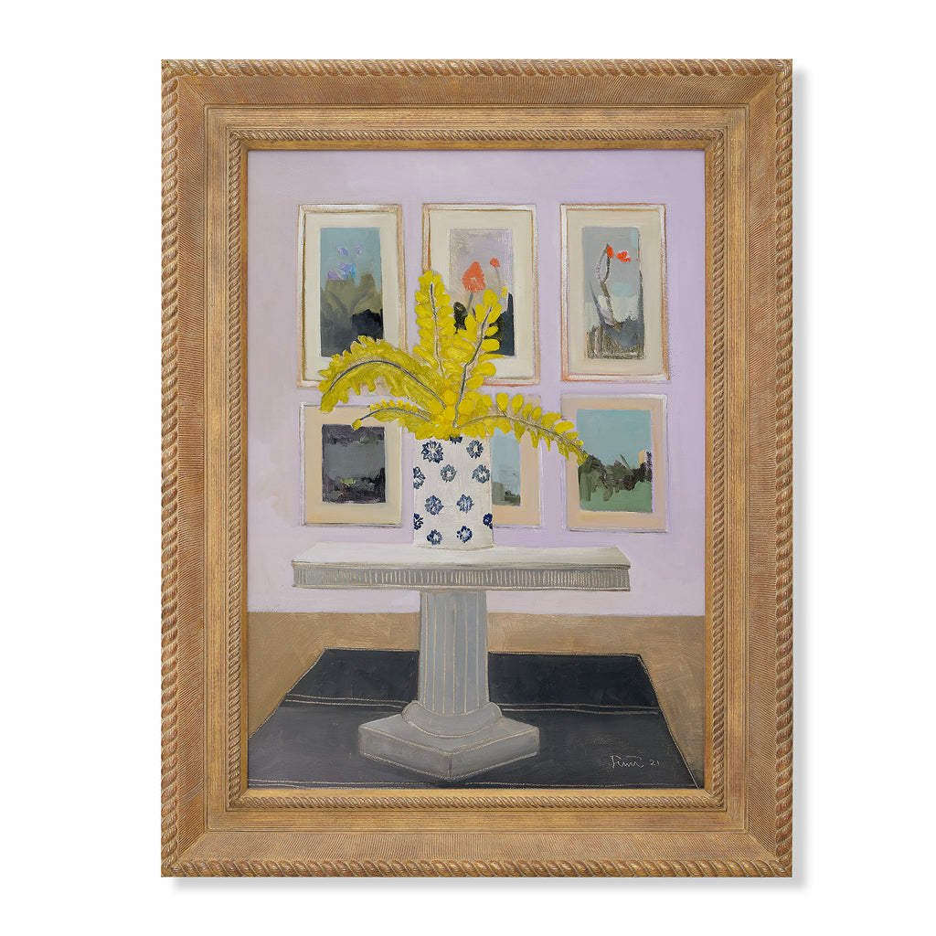 forsythia and six prints by john funt, 2022 (40" x 30")