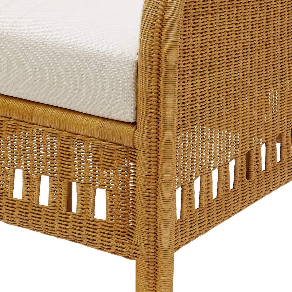 rattan charleston arm chair with upholstered back and arms