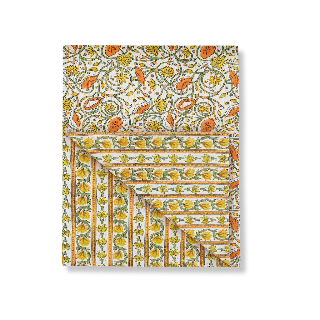 lotus sofa throw or bed coverlet (yellow)