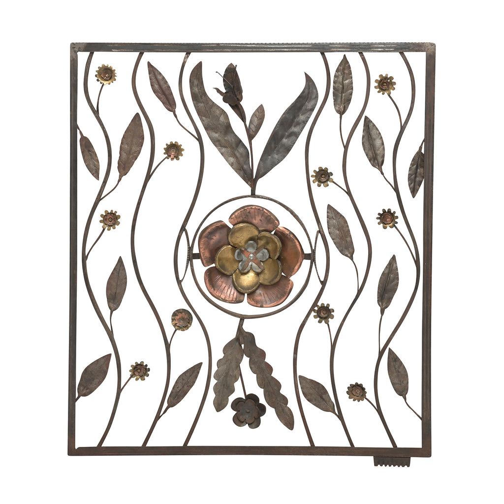 midcentury gate with floral motif (camellia), 28.5" x 33"