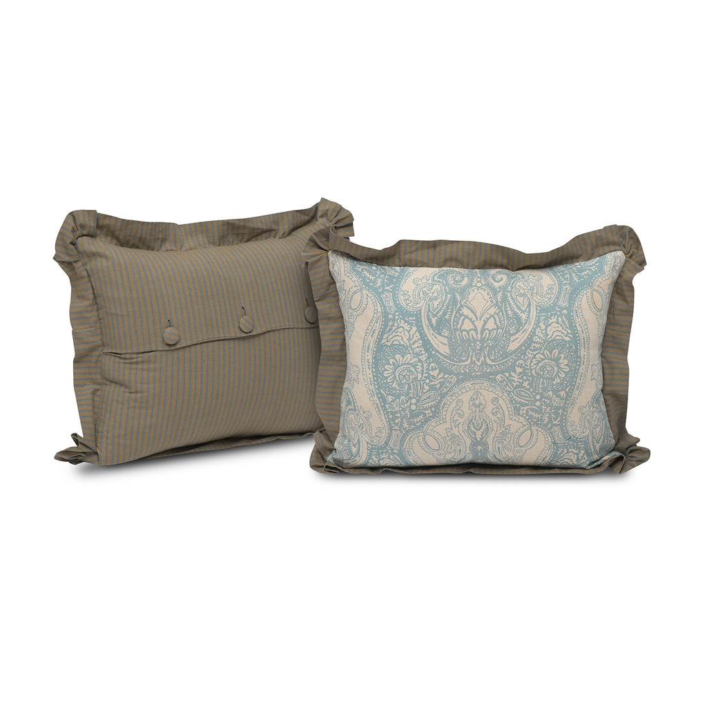 antique english printed linen, blue/cream, 14" x 20"