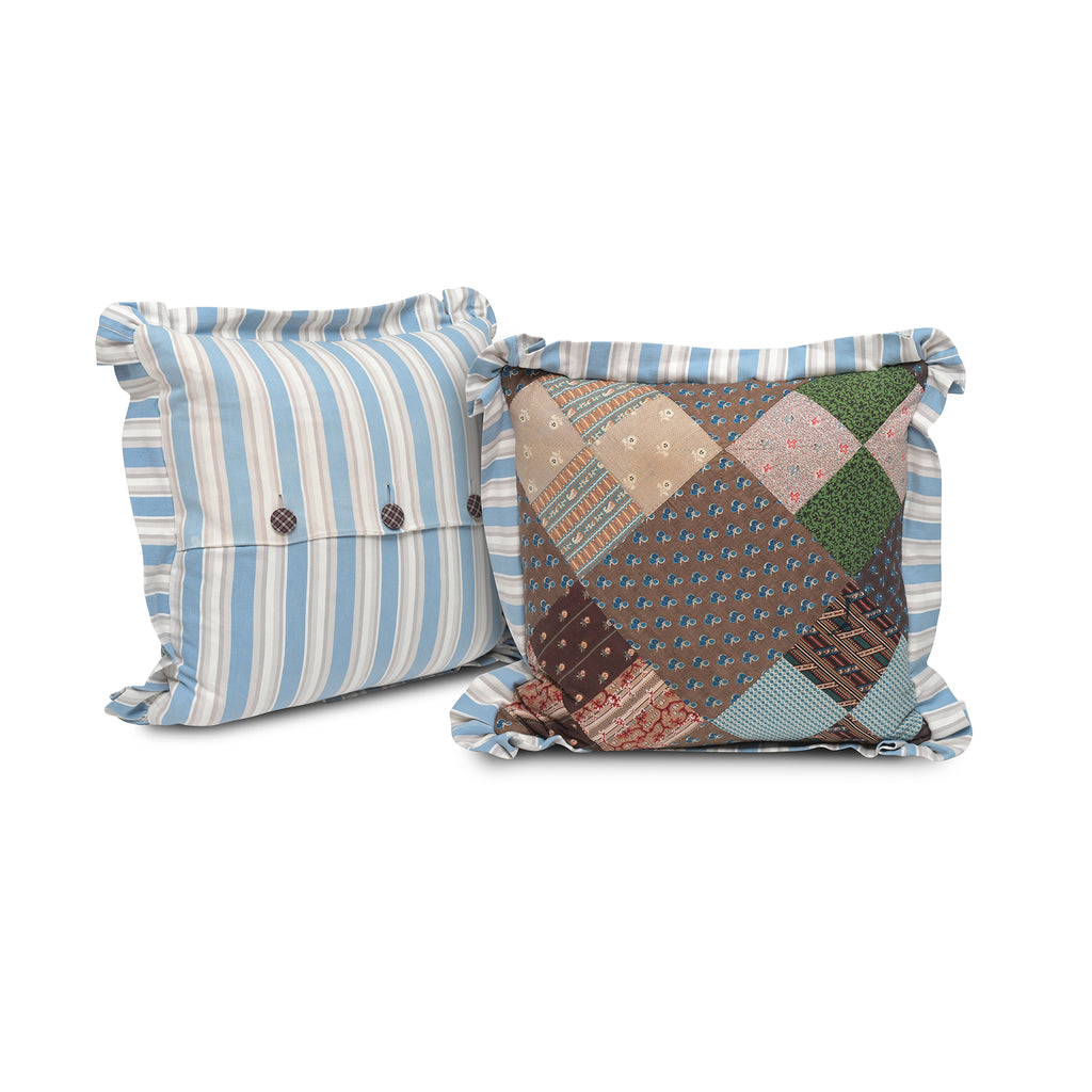 antique patchwork pillow, 20" x 20"