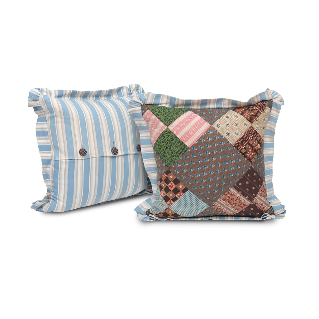 antique patchwork pillow, 20" x 20"
