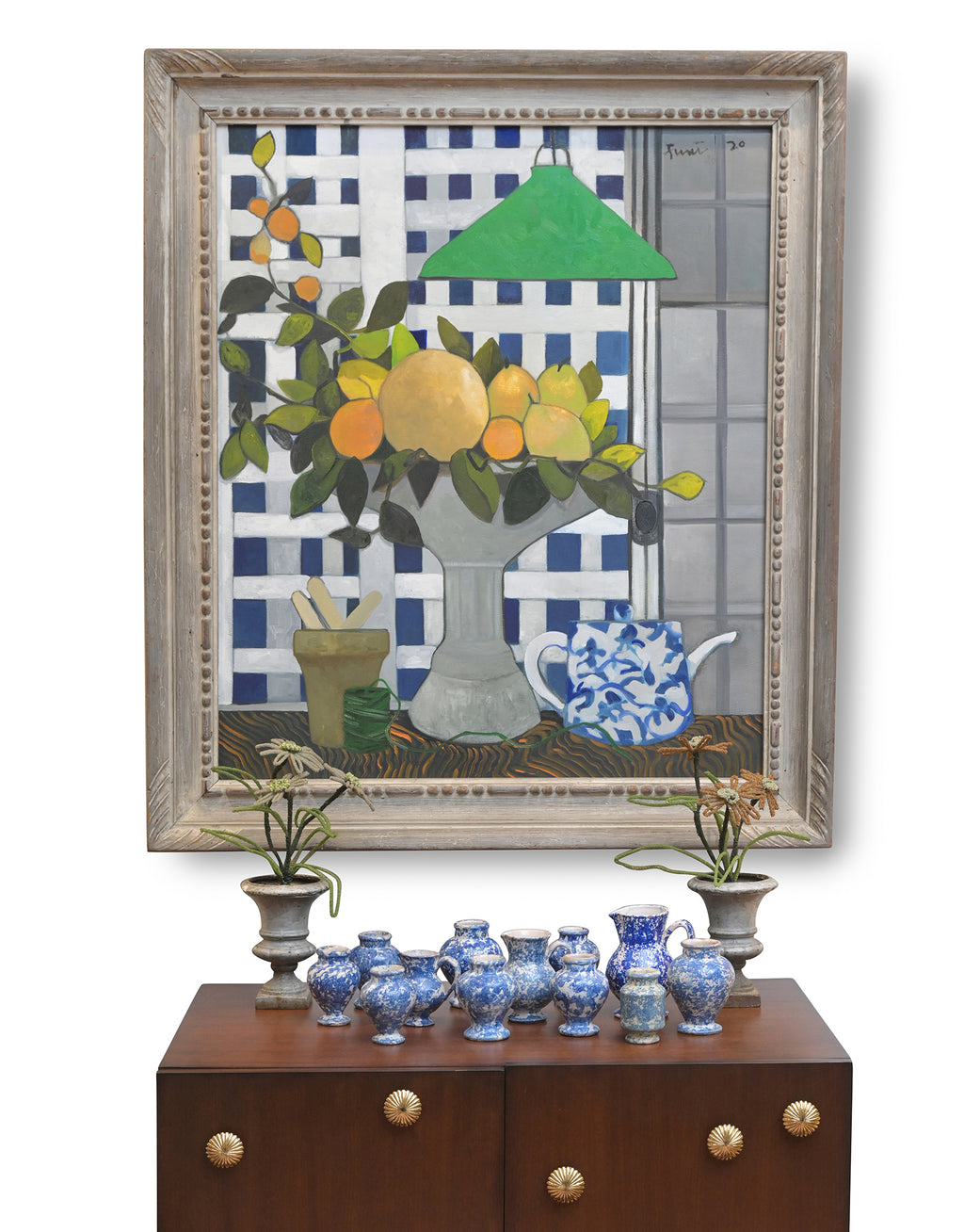 blue-and-white spatter vessels (set of 12)