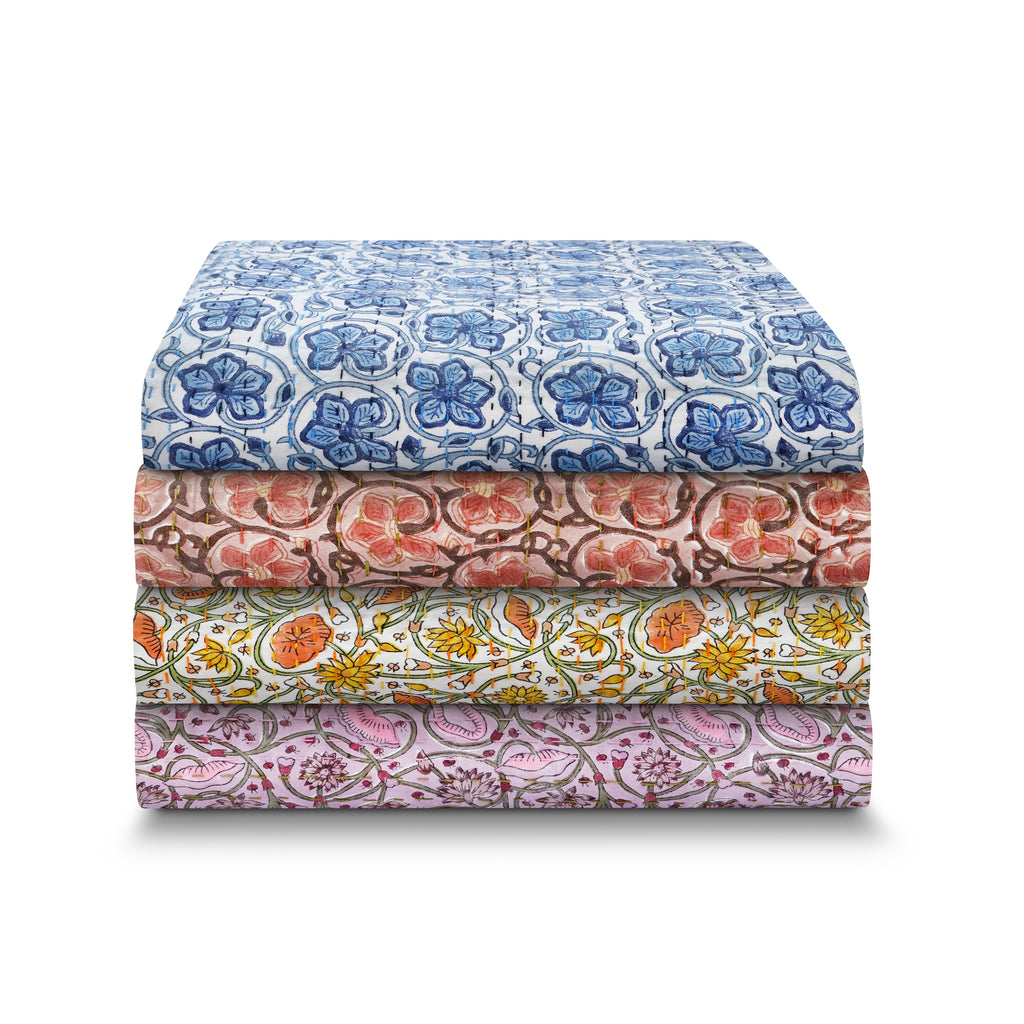 lotus sofa throw or bed coverlet (yellow)