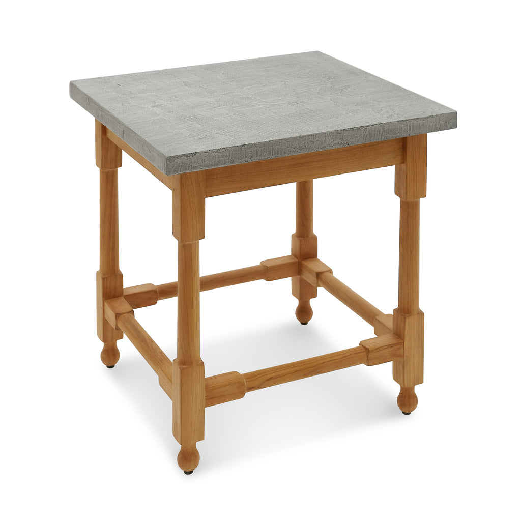 outdoor potting side table with teak legs
