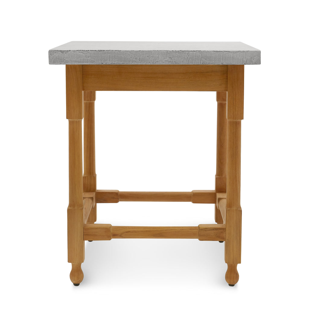 outdoor potting side table with teak legs