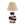 Table lamp with a gold gilt base and beige lampshade on a white background