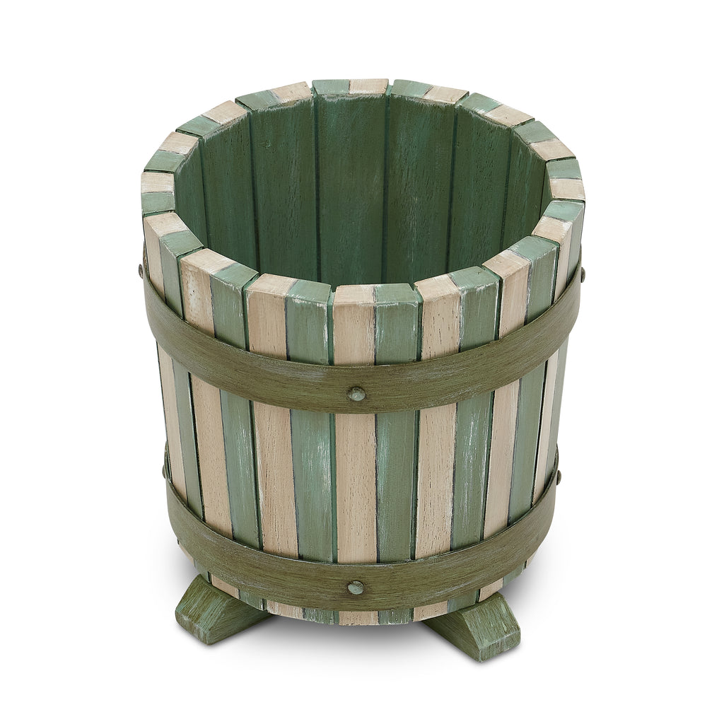 green and white stripe cachepot