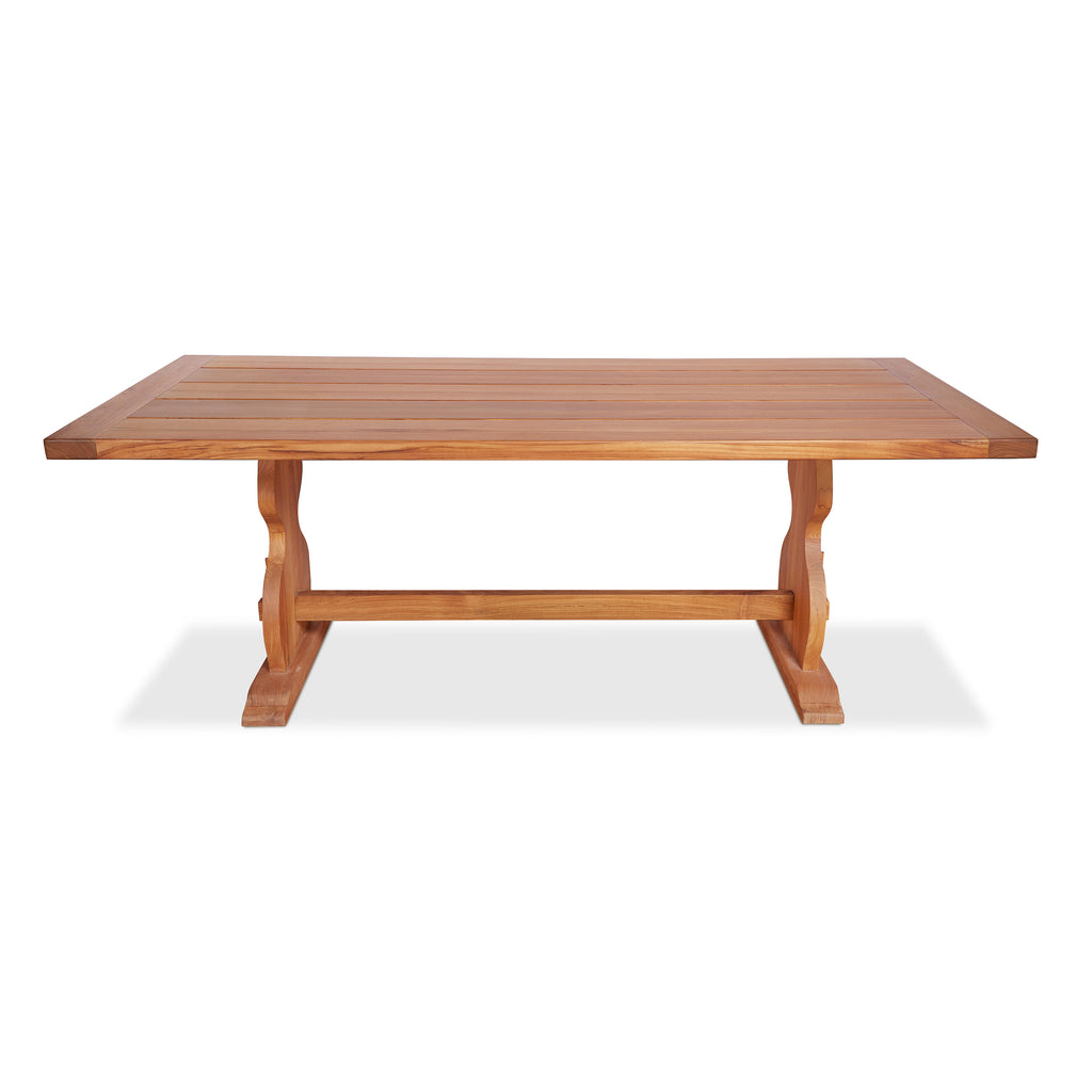 graham outdoor dining table made from sustainably sourced teak by bunny williams home