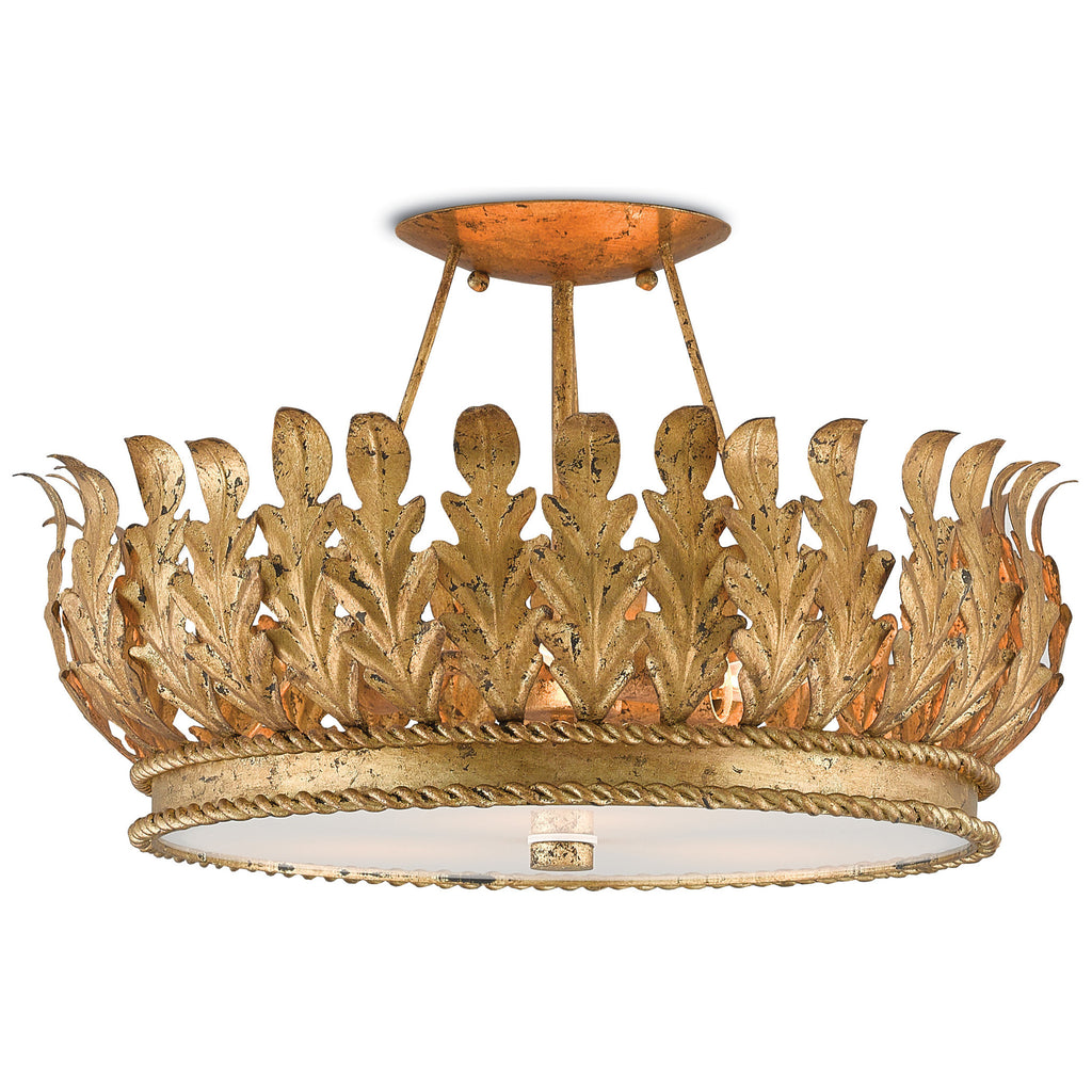 biddulph semi-flush mount gold leaf finished wrought iron and white acrylic by bunny williams home