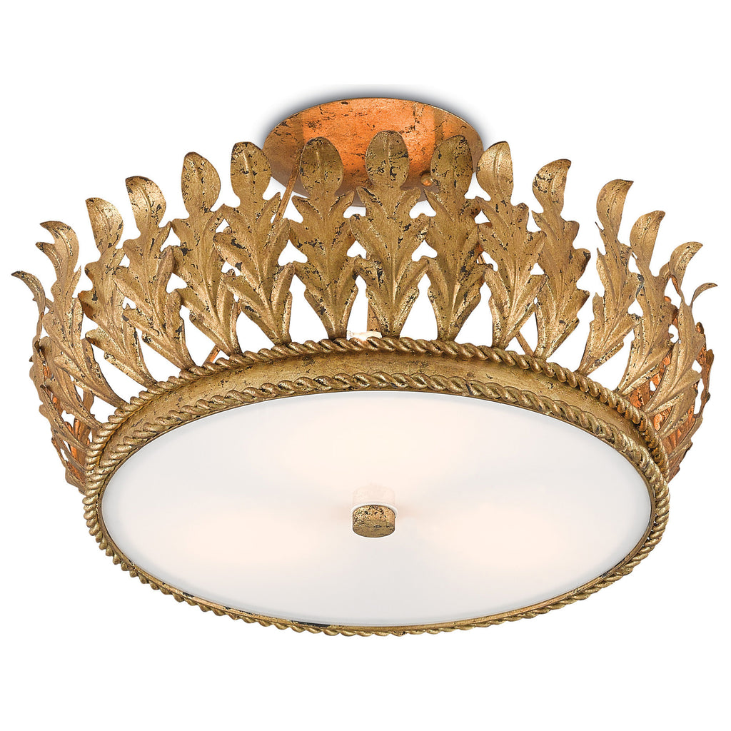 biddulph semi-flush mount gold leaf finished wrought iron and white acrylic by bunny williams home