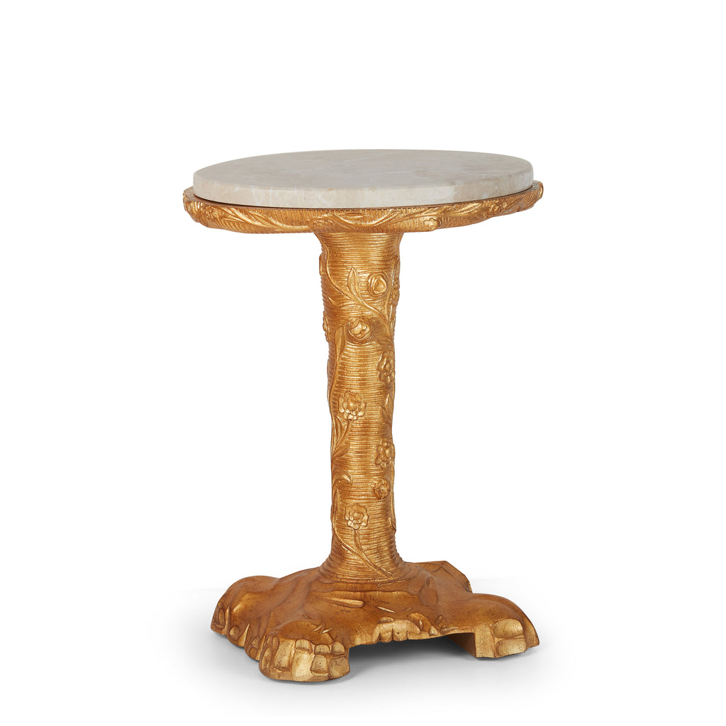 albero drinks table in gold diagonal view