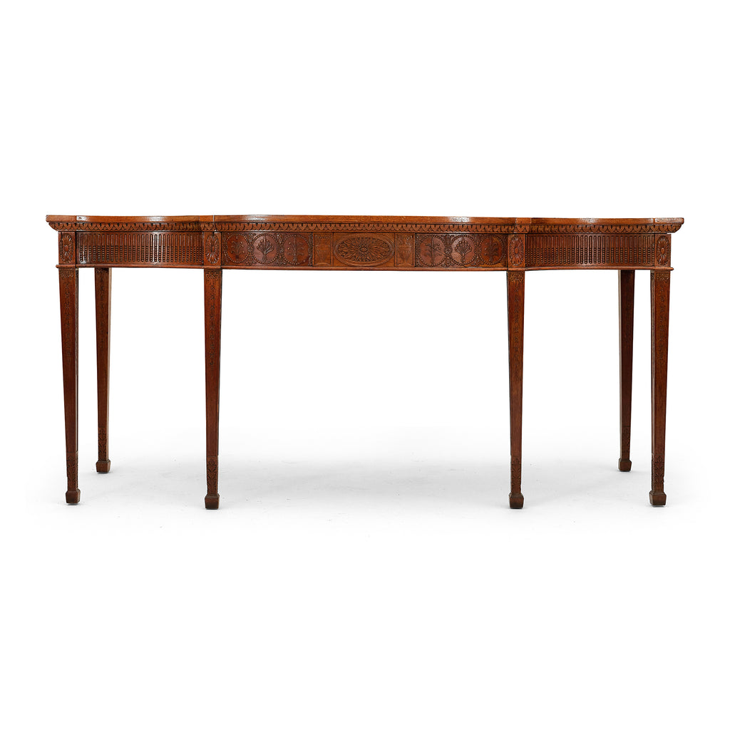 serpentine walnut console