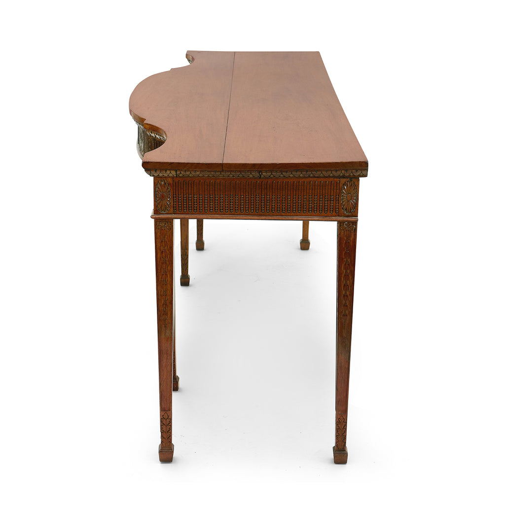 serpentine walnut console