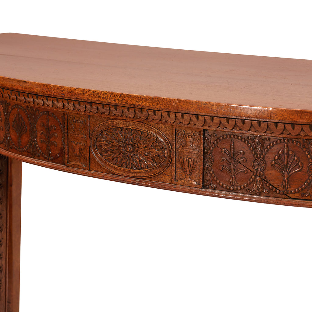 serpentine walnut console