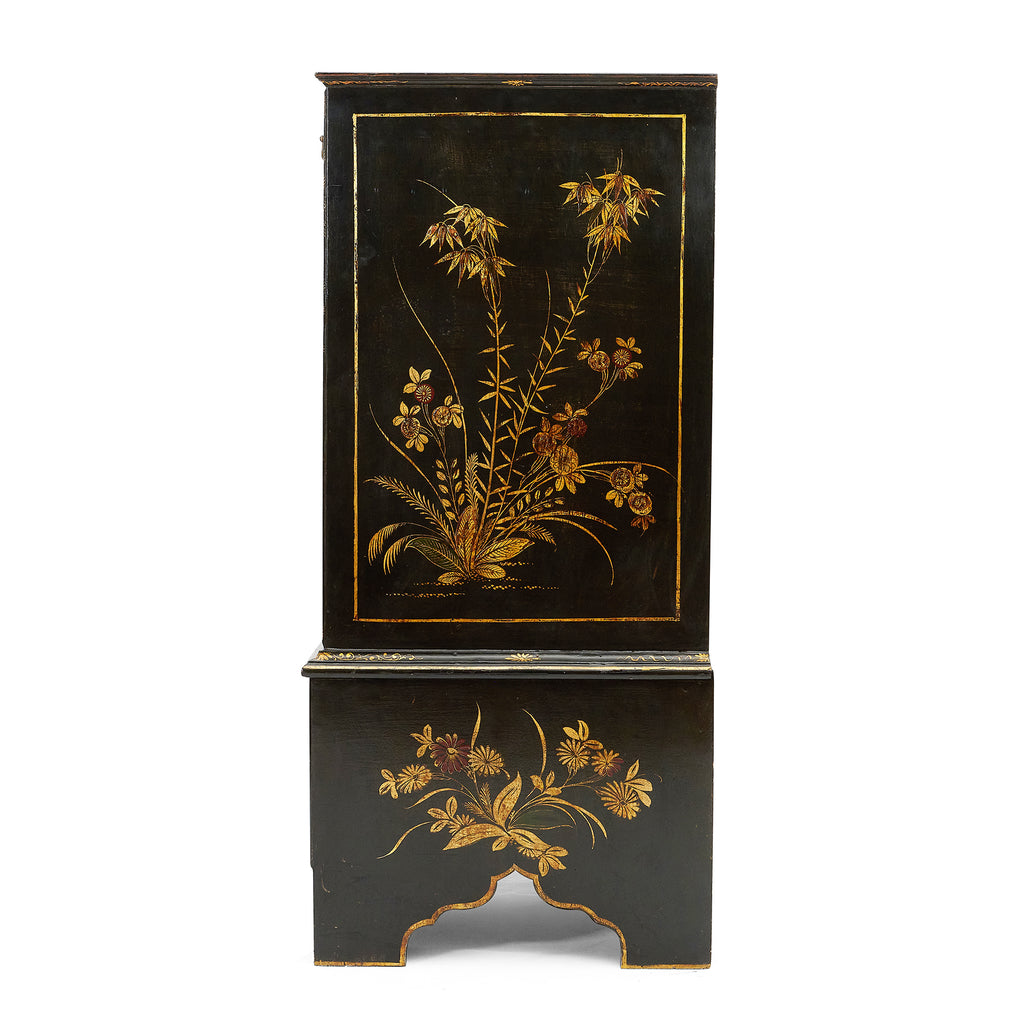 19th century english japanned cabinet side view