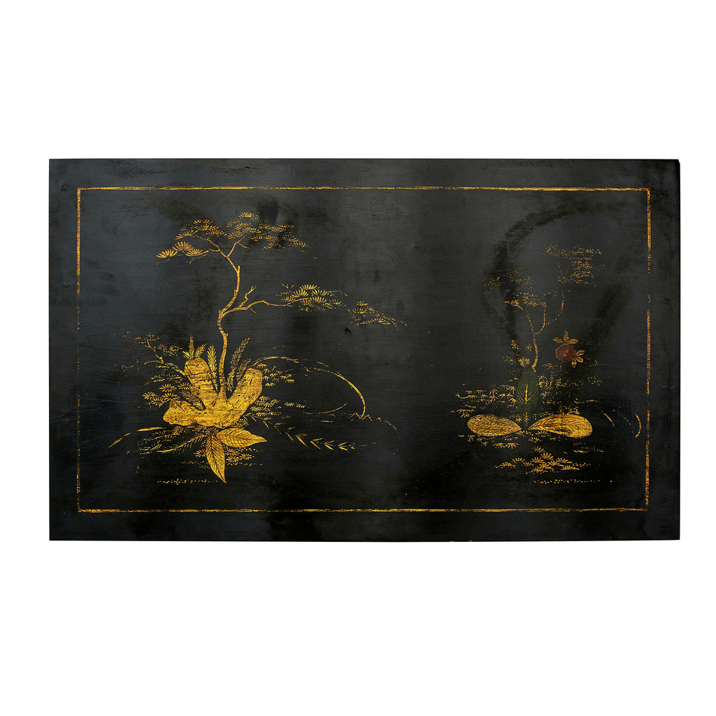 19th century english japanned cabinet top view