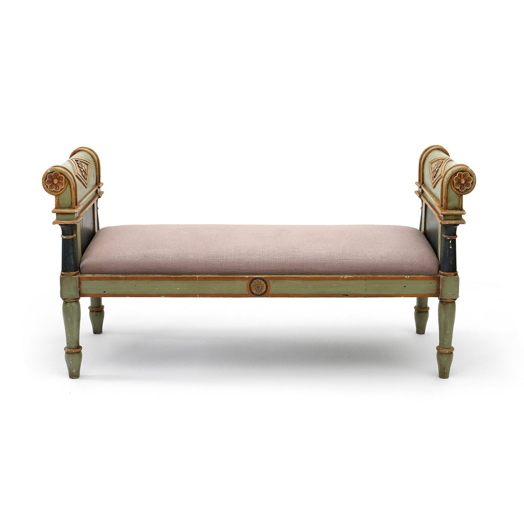 painted polychrome bench with neoclassical details
