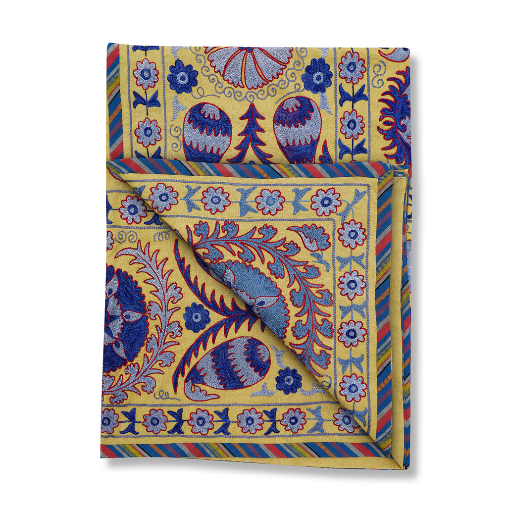 silk on silk blue and celadon suzani