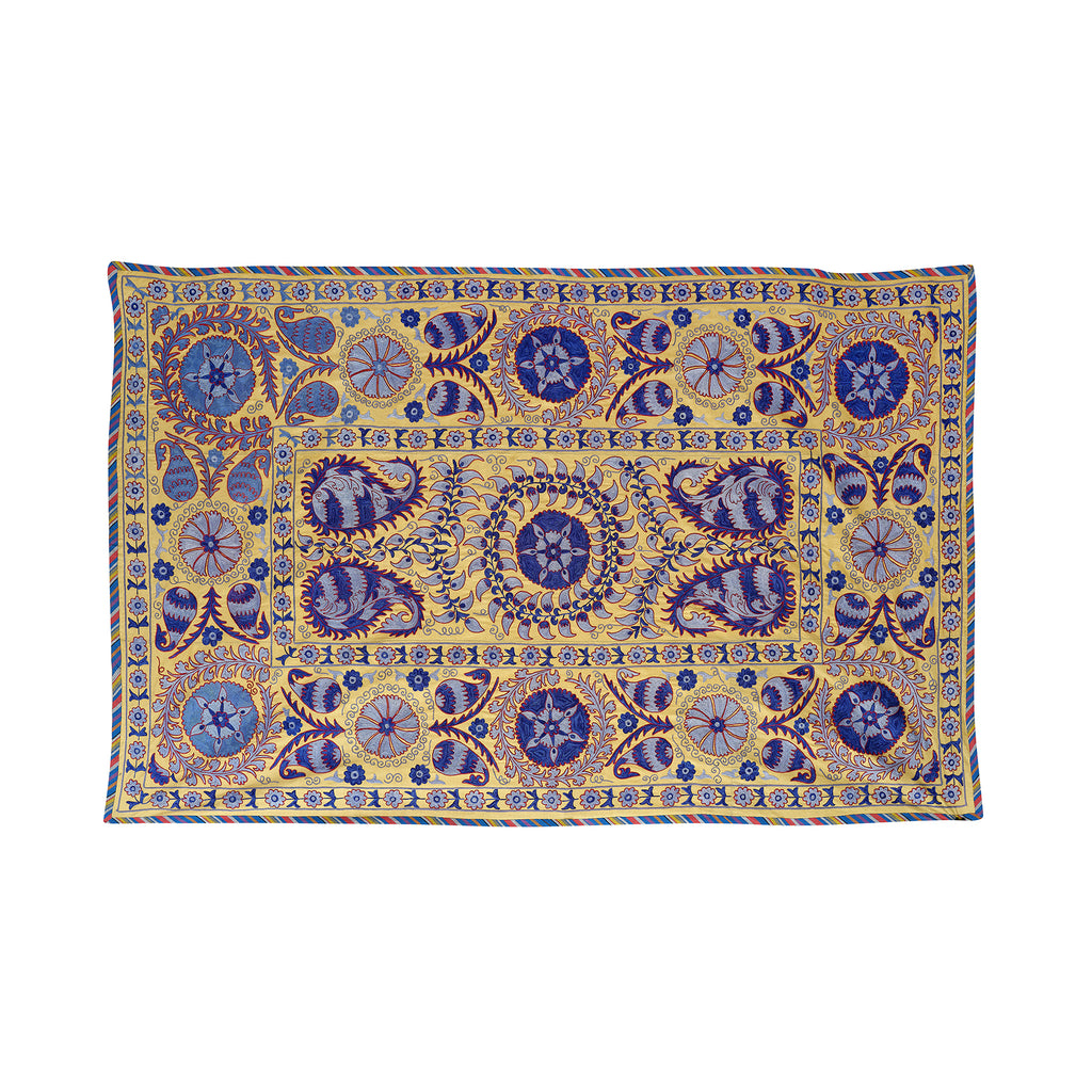 silk on silk blue and celadon suzani