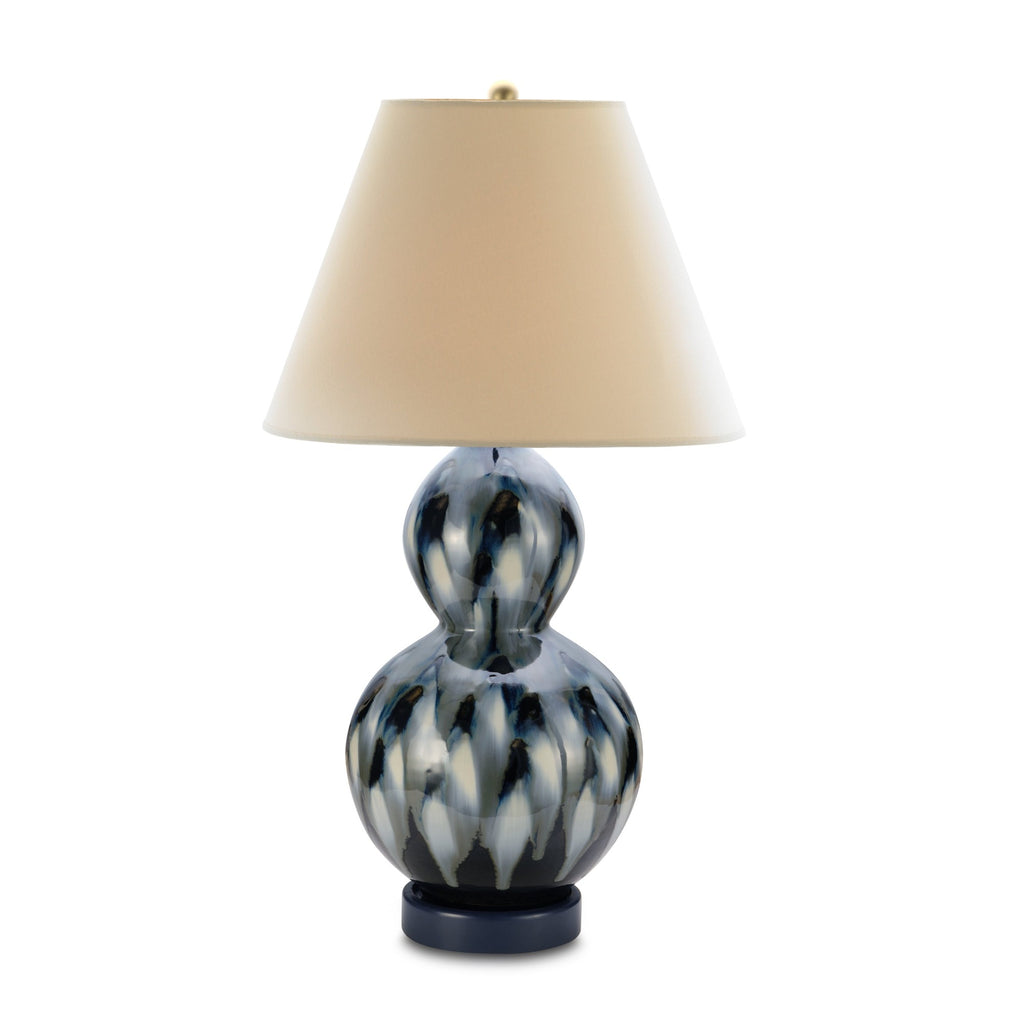 small pheasant feather lamp (blue with blue base)
