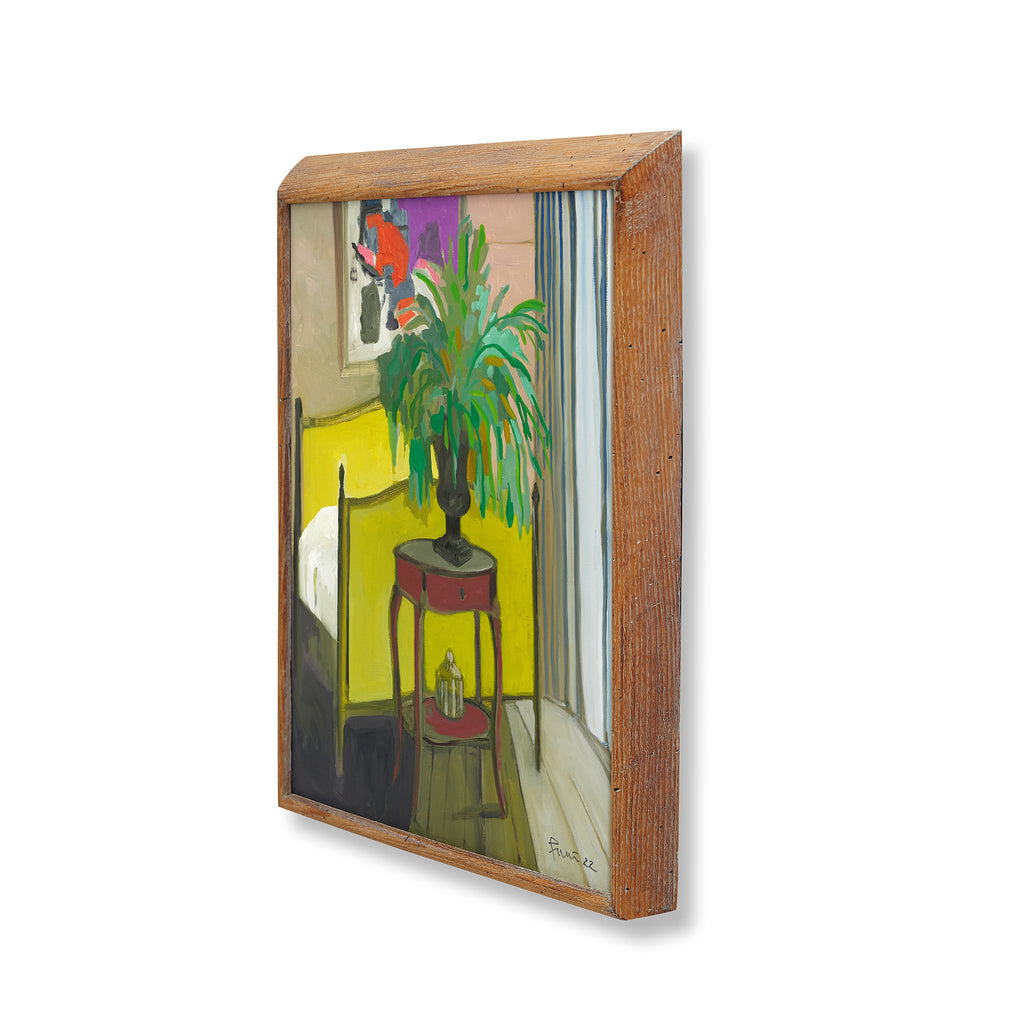 interior with daybed and fern by john funt, 2022 (24" x 21")