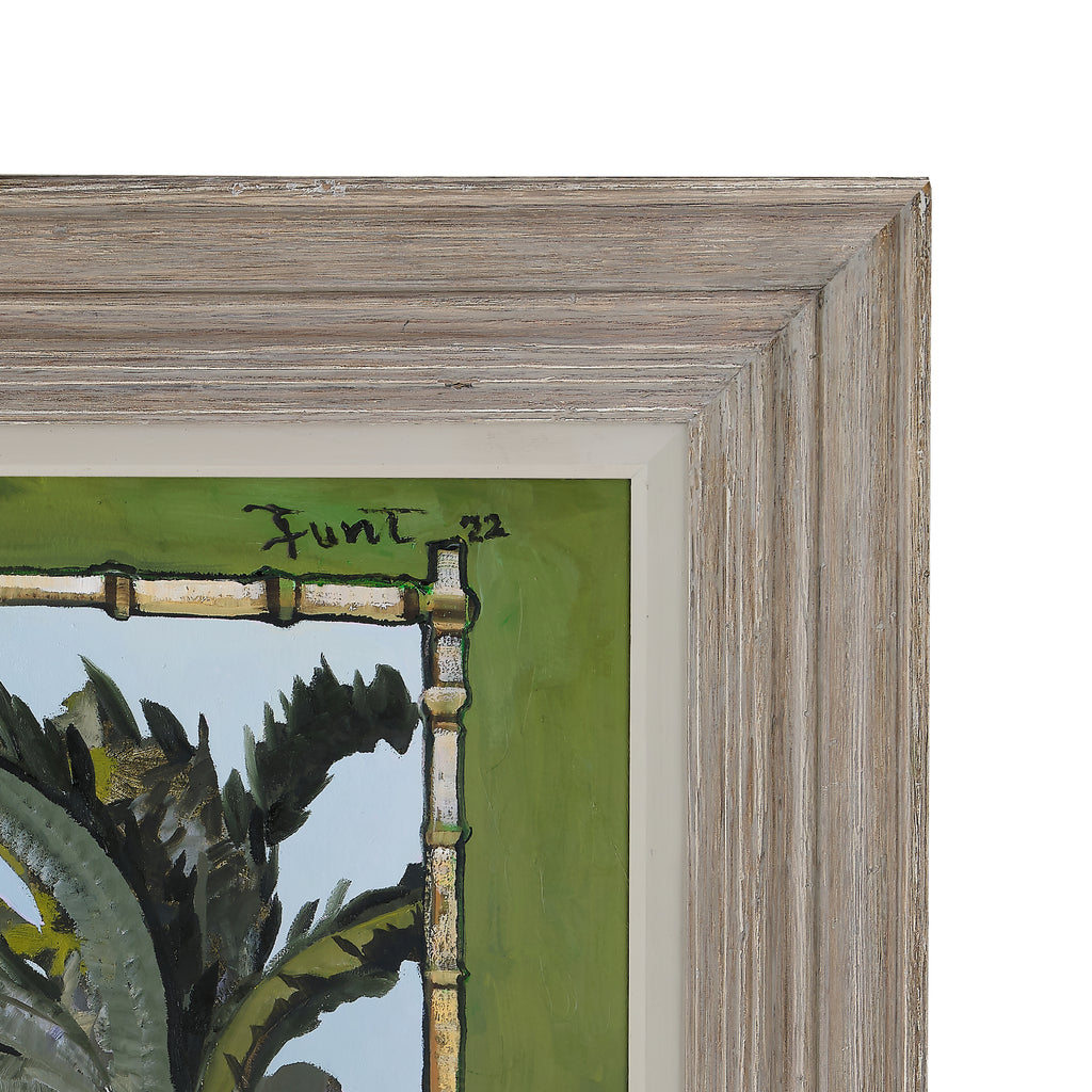 white hydrangeas and palms by john funt, 2022 (51" x 38.5")