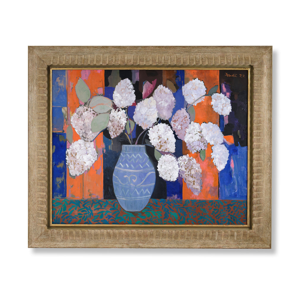 hydrangeas before a kimono by john funt, 2022 (37" x 44.5")