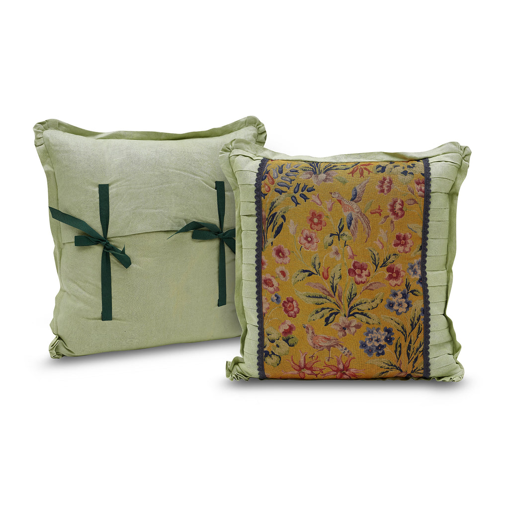 antique english linen pillow, 22" x 22"