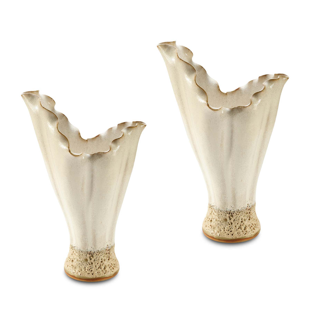 asymmetrical ceramic sea form vases (pair)
