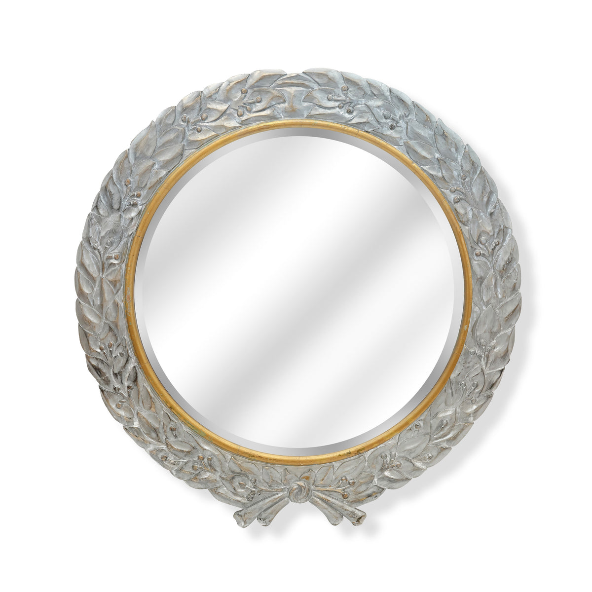 Large Vintage Silver Wreath Mirror (60")