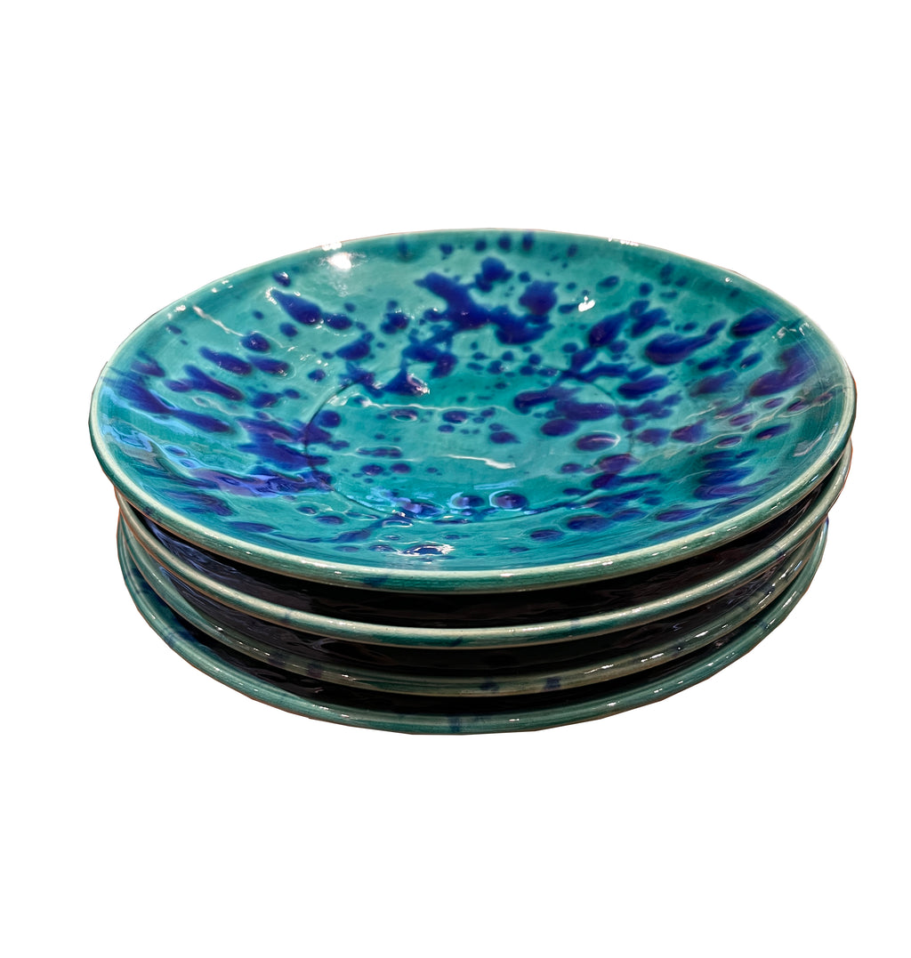 matin malikzada 9" multicolor plate, blue/turquoise