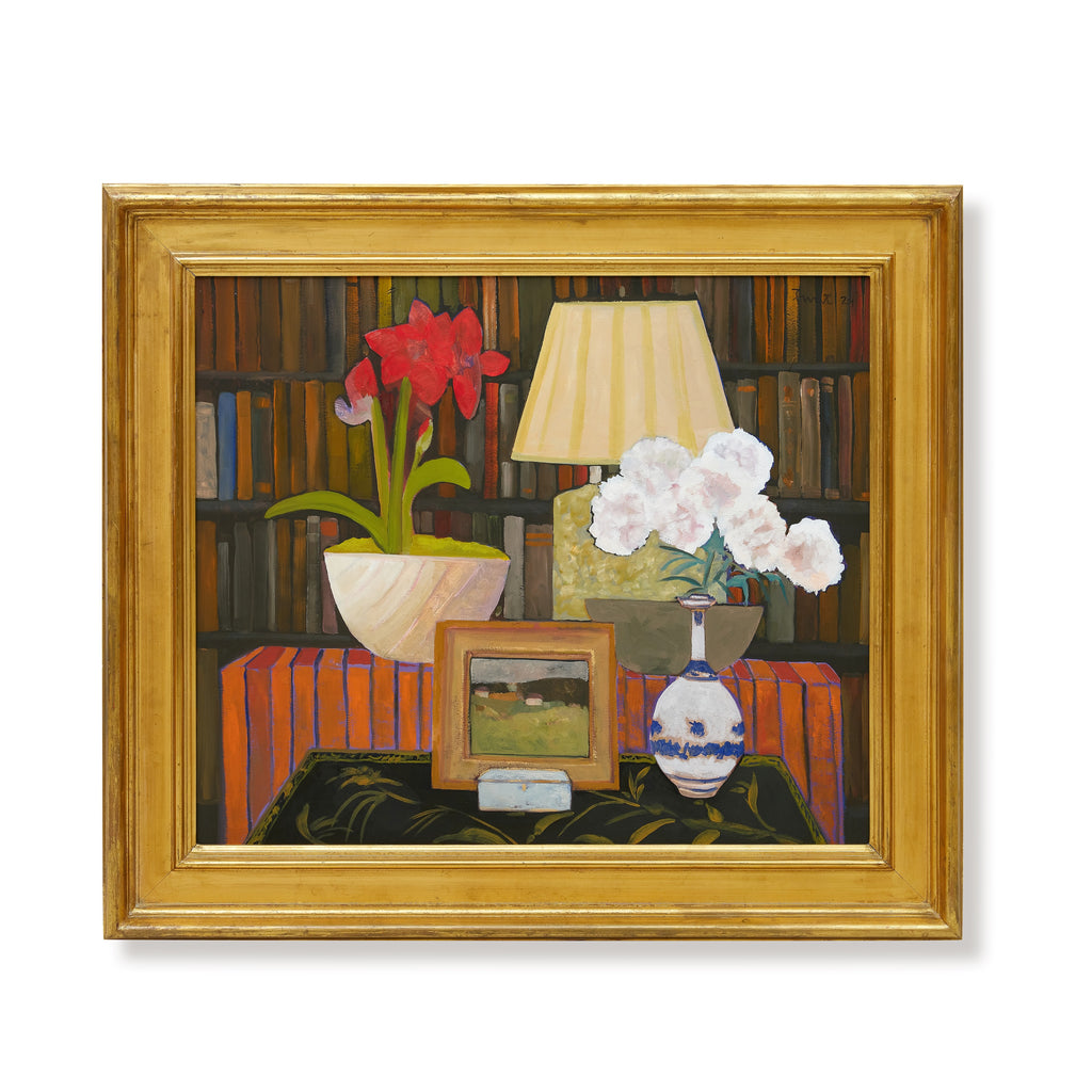 a corner of the library by john funt, 2024 (30" x 35")