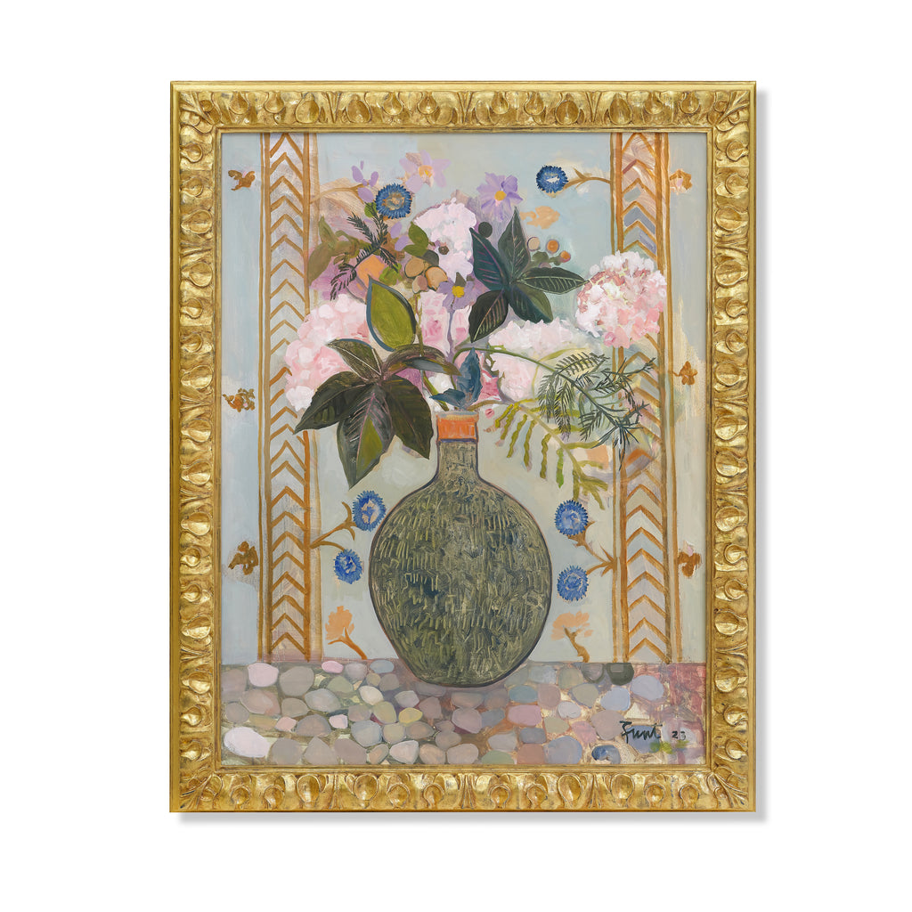 summer bouquet before an embroidery by john funt, 2023 (52" x 42")