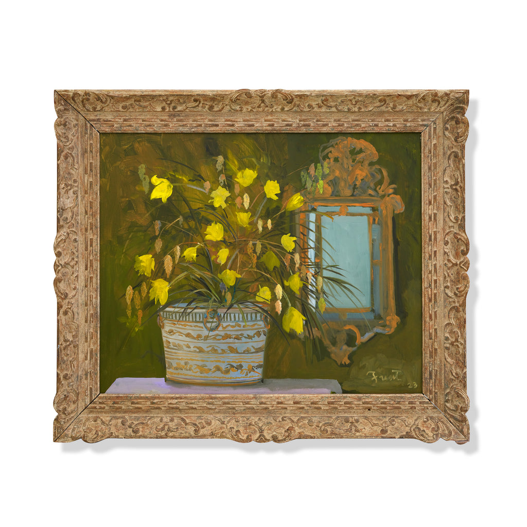yellow tulips before a mirror by john funt, 2023 (36" x 41")