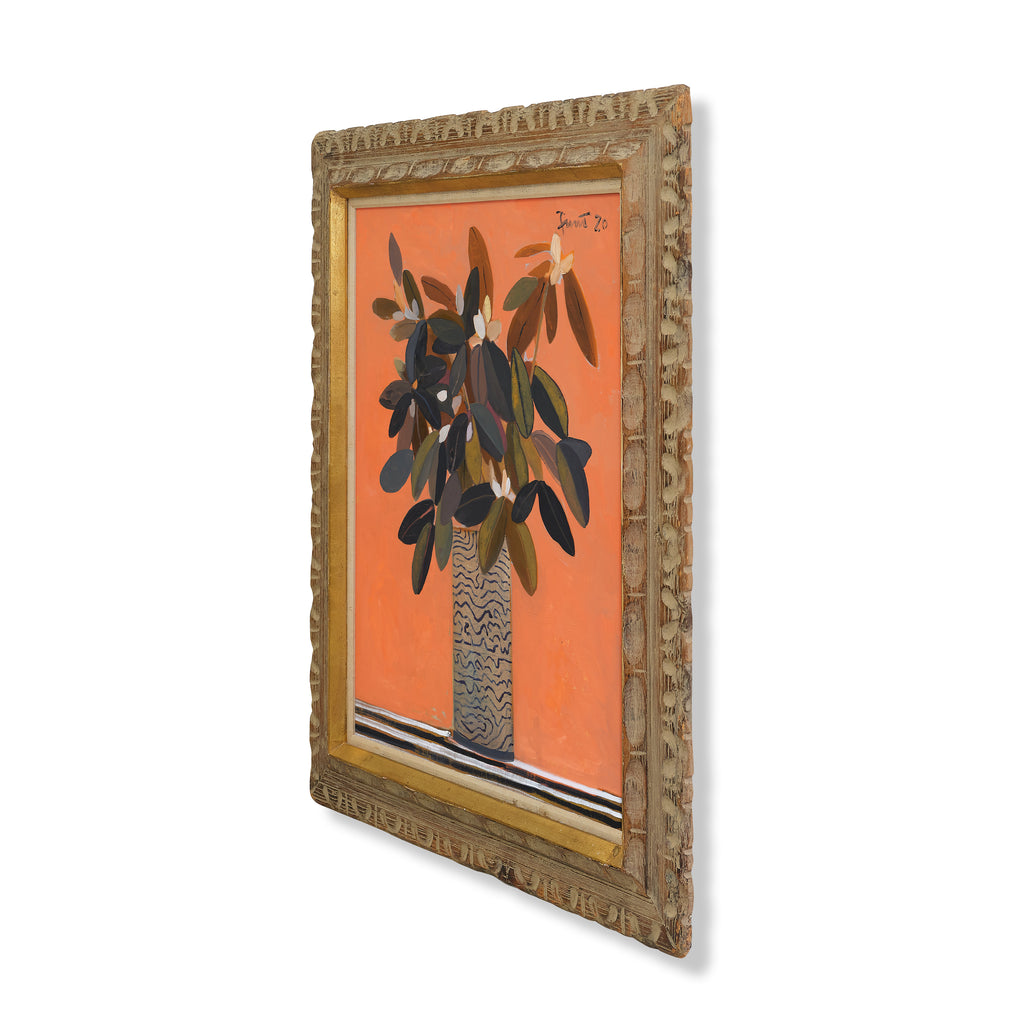 rhododendron on orange by john funt, 2020 (39" x 33")