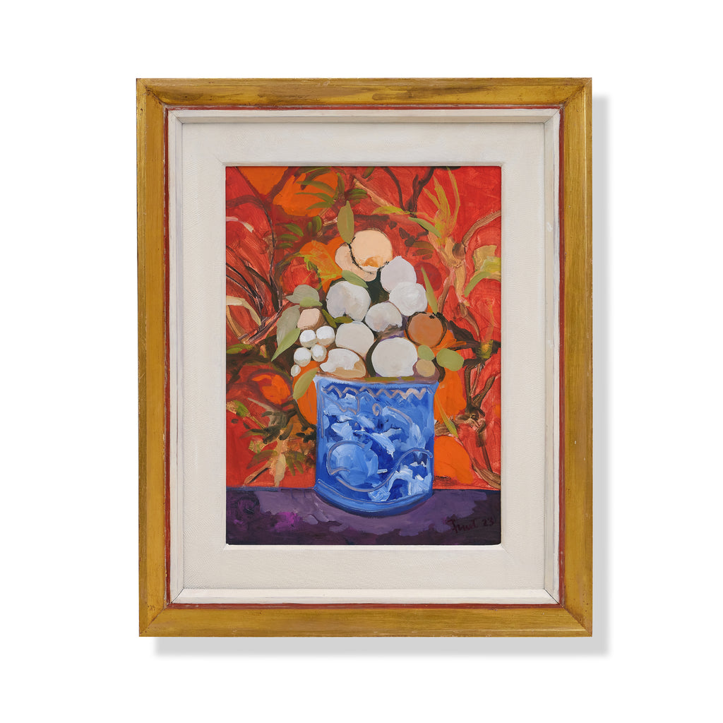 stone fruit in a brush pot i and ii by john funt, 2023 (25" x 20")