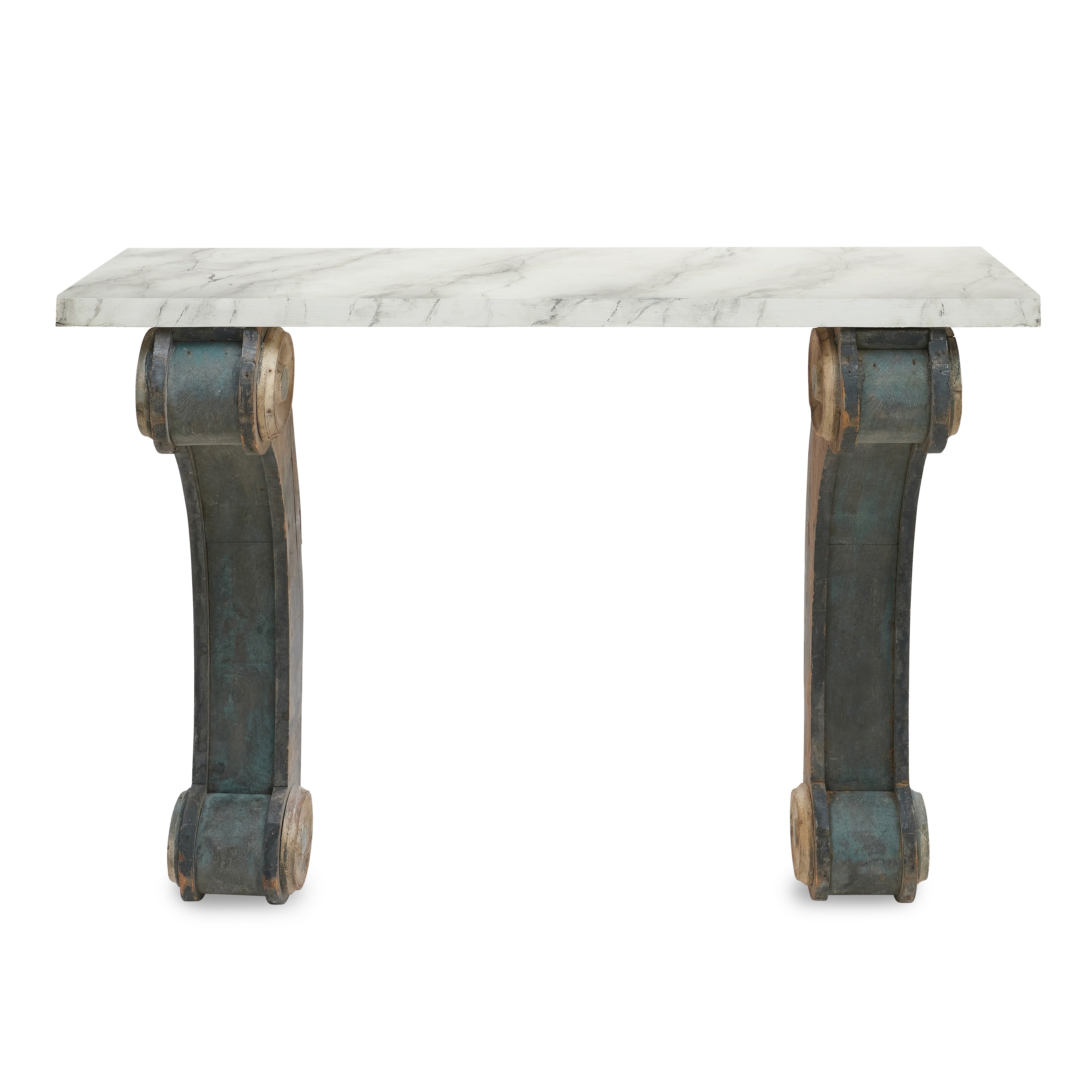 Faux Marble Top Console Tables (Pair)